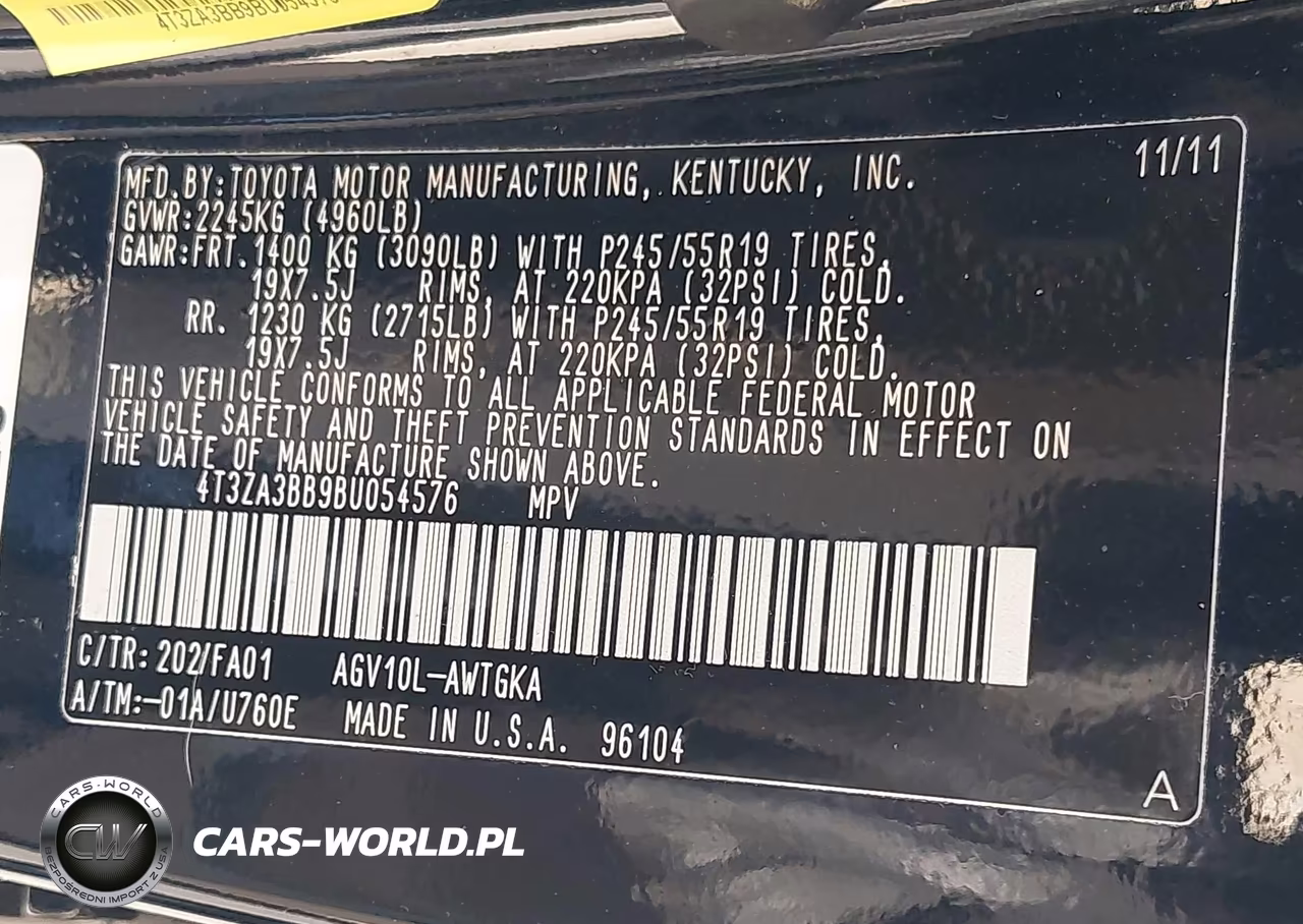 2011 Toyota Venza VIN:4T3ZA3BB9BU054576 - 9