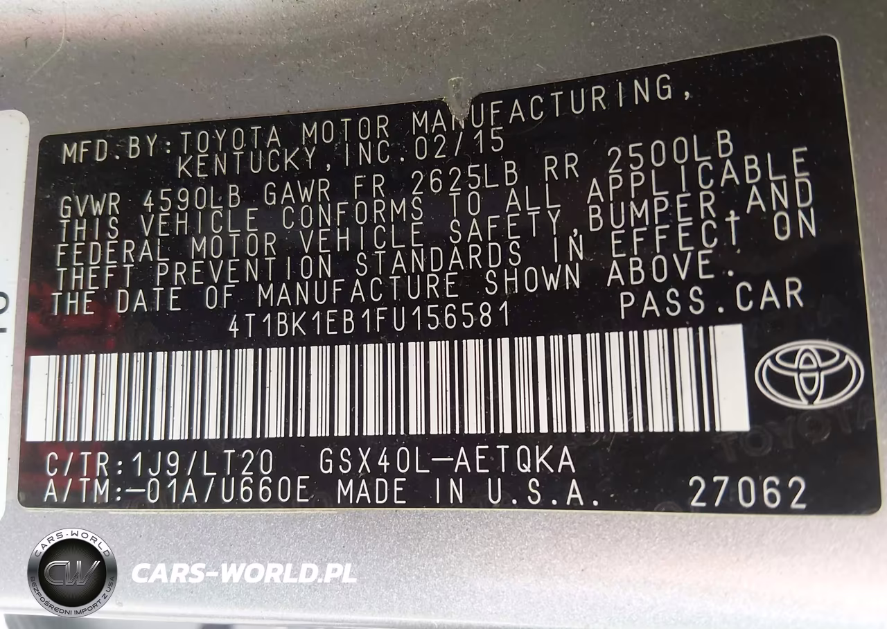 2015 Toyota Avalon Xle Touring VIN:4T1BK1EB1FU156581 - 9