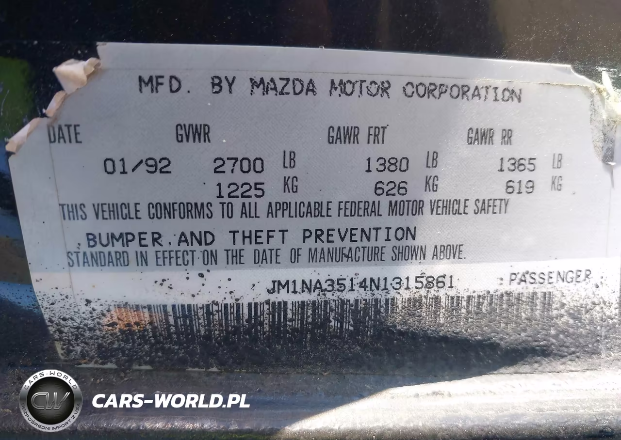 1992 Mazda Mx-5 Miata VIN:JM1NA3514N1315861 - 9