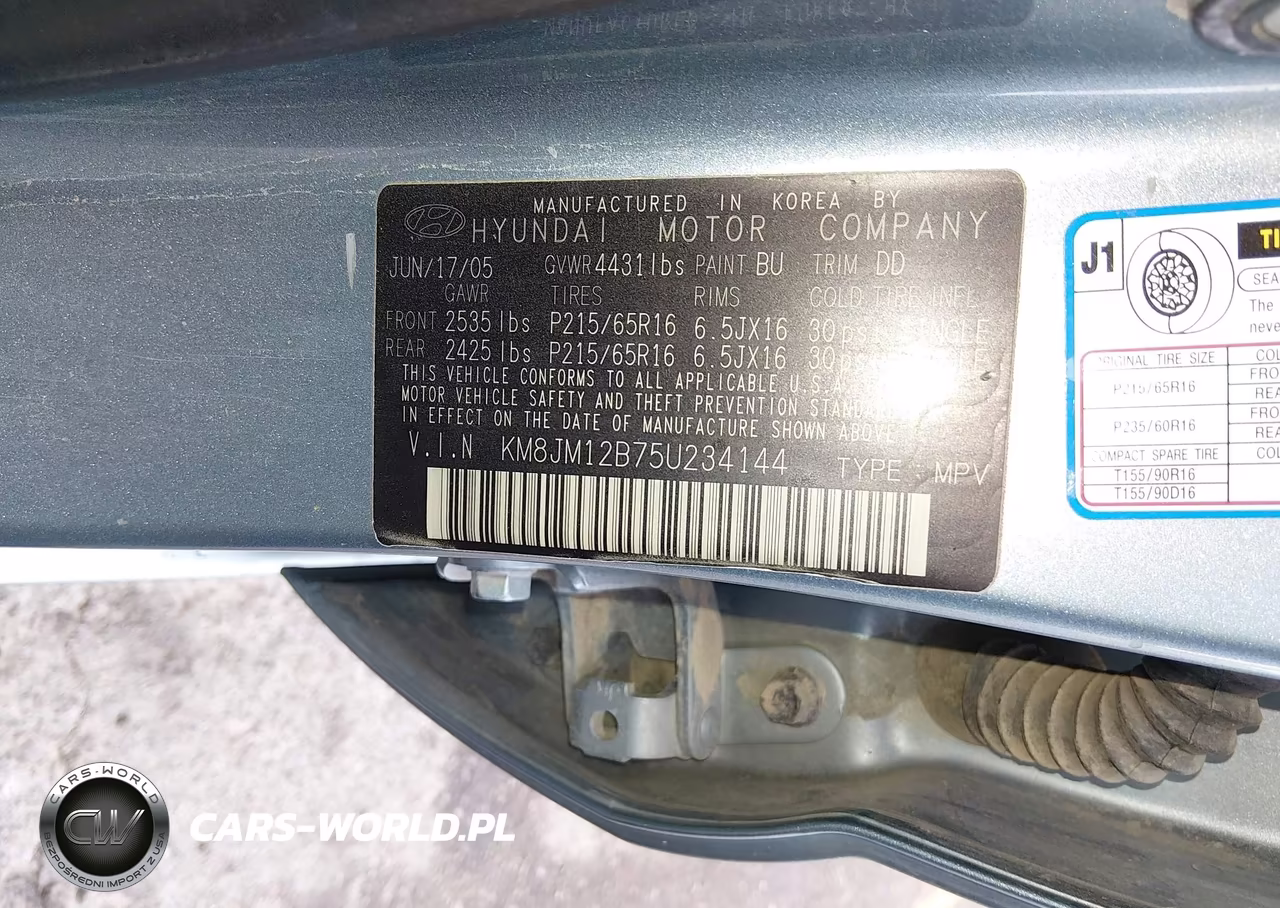 2005 Hyundai Tucson Gl VIN:KM8JM12B75U234144 - 9