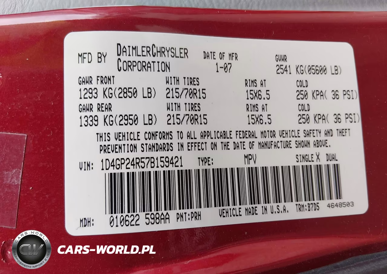 2007 Dodge Grand Caravan Se VIN:1D4GP24R57B159421 - 9