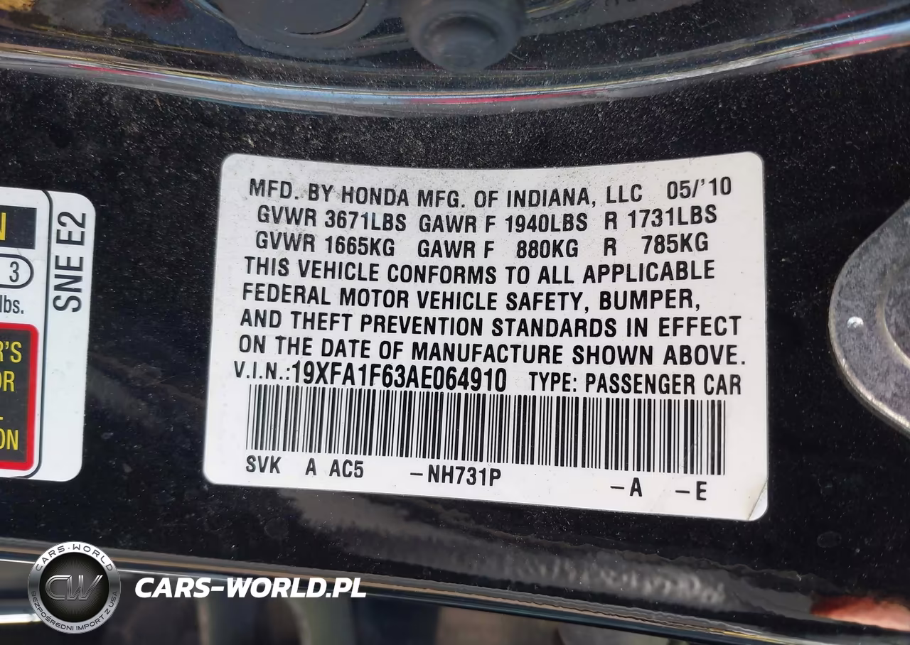 2010 Honda Civic Lx-S VIN:19XFA1F63AE064910 - 9