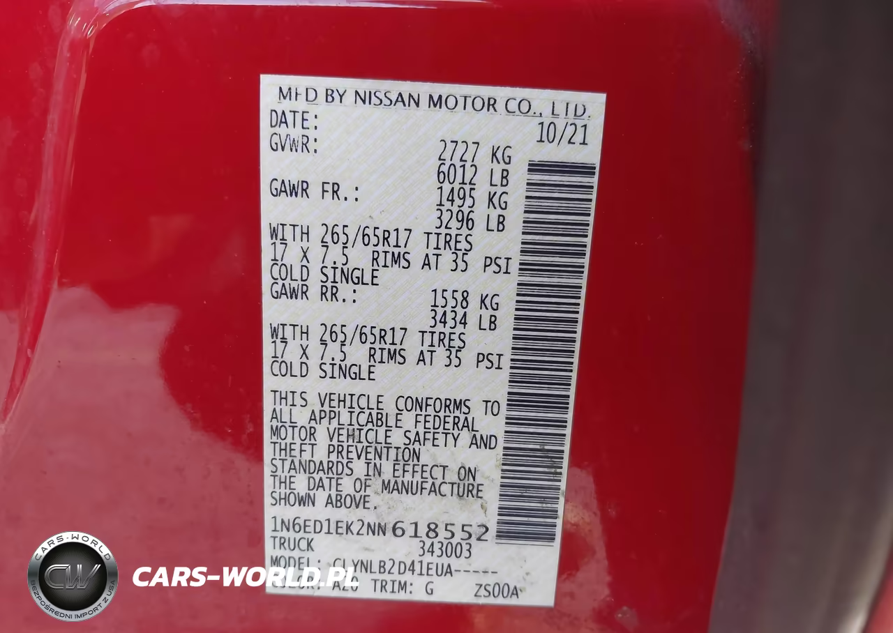 2022 Nissan Frontier Sv VIN:1N6ED1EK2NN618552 - 9