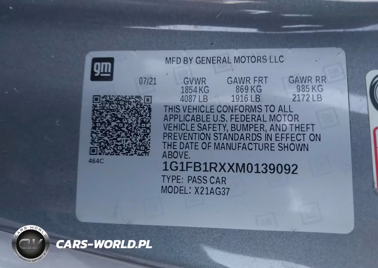 2021 Chevrolet Camaro Rwd 1Ls VIN:1G1FB1RXXM0139092 - 9