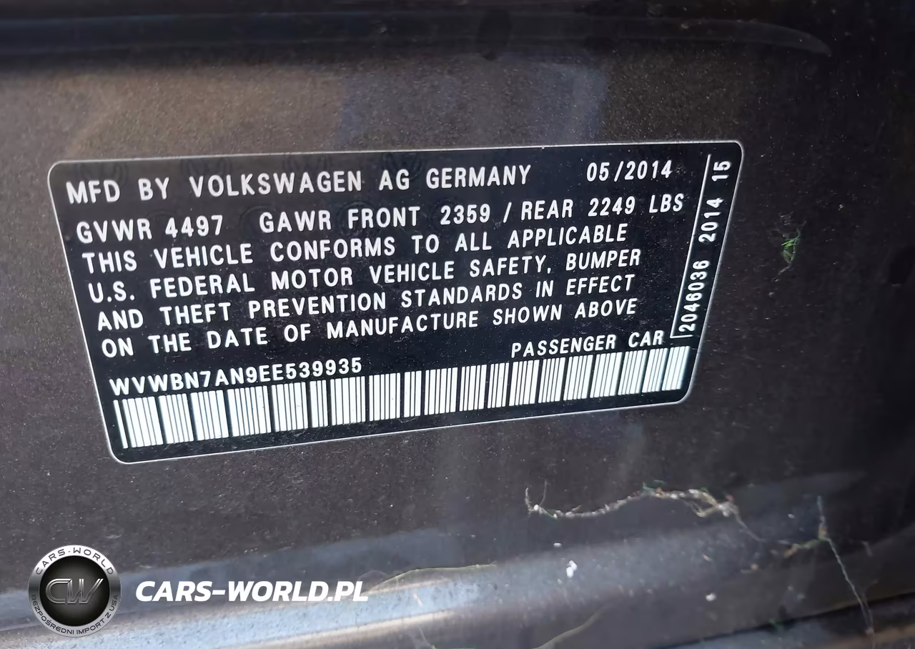 2014 Volkswagen Cc 2.0T Sport VIN:WVWBN7AN9EE539935 - 9