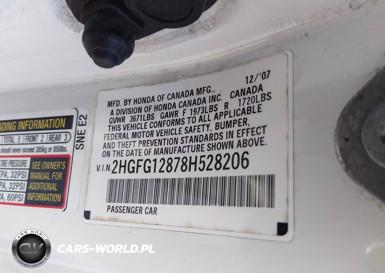 2008 Honda Civic Ex VIN:2HGFG12878H528206 - 9