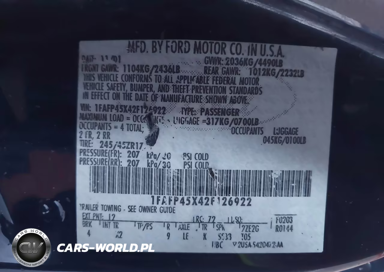 2002 Ford Mustang Gt VIN:1FAFP45X42F126922 - 9