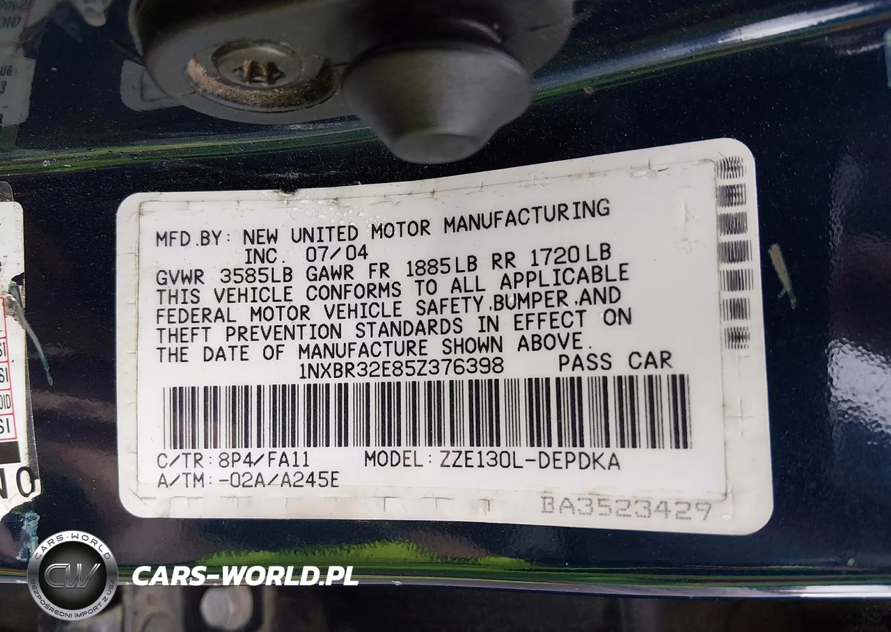 2005 Toyota Corolla Ce VIN:1NXBR32E85Z376398 - 9