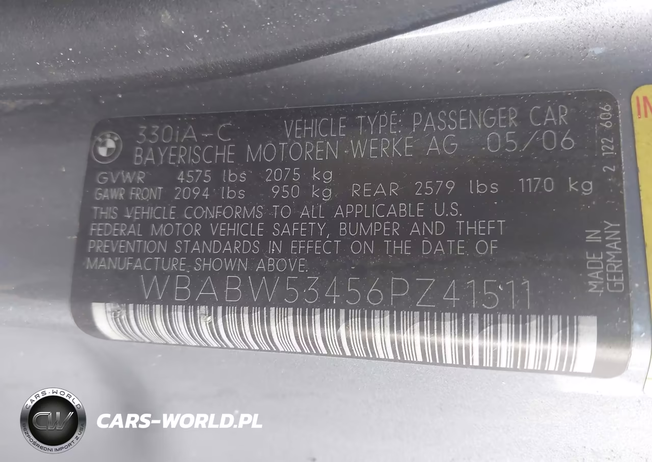 2006 BMW 330Ci VIN:WBABW53456PZ41511 - 9