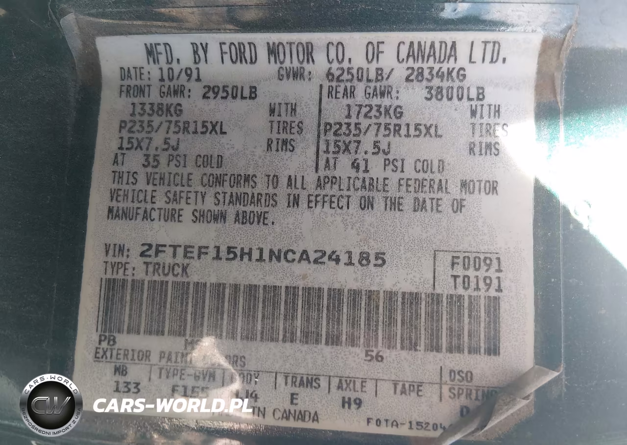 1992 Ford F150 VIN:2FTEF15H1NCA24185 - 9
