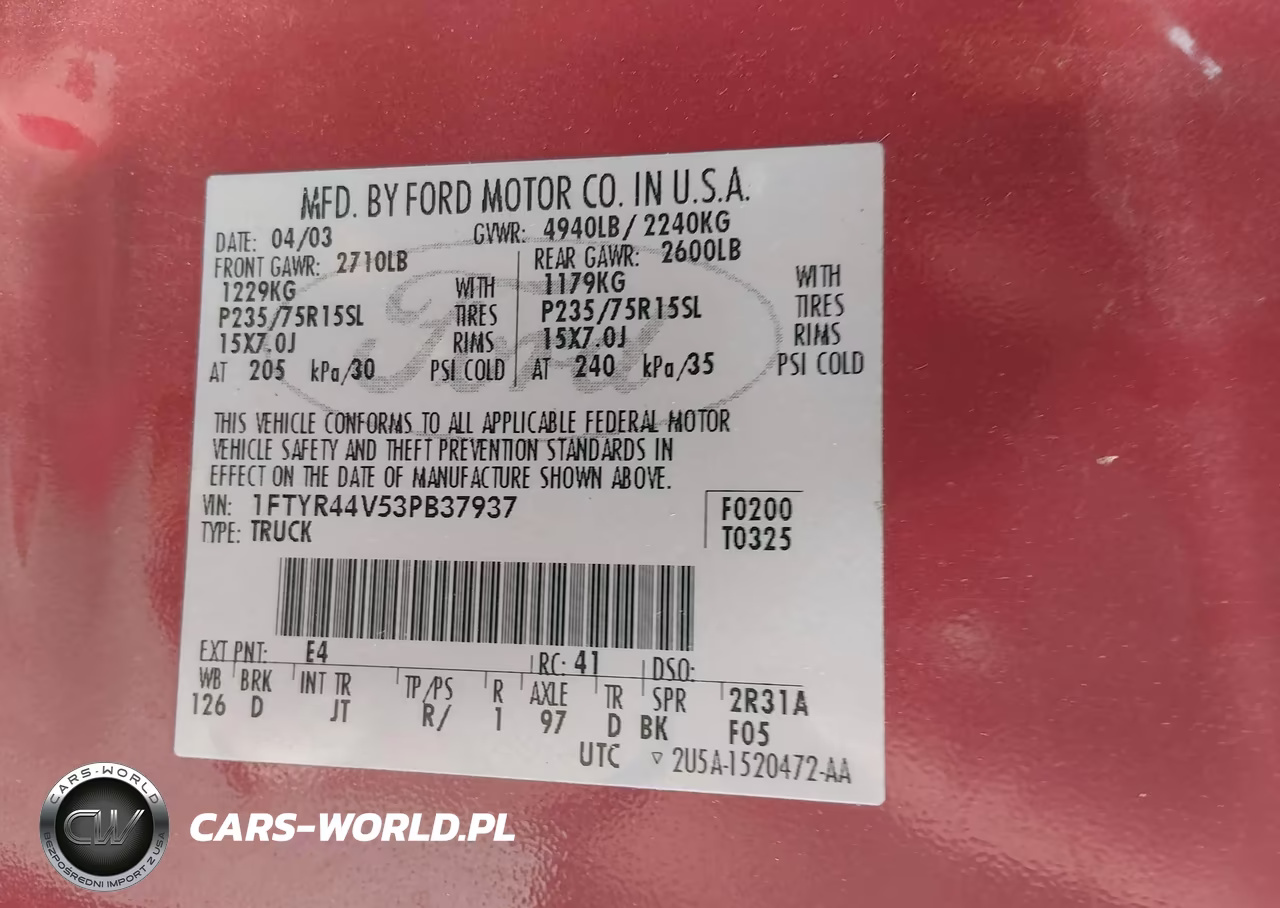 2003 Ford Ranger Edge-Tremor-Xlt VIN:1FTYR44V53PB37937 - 9