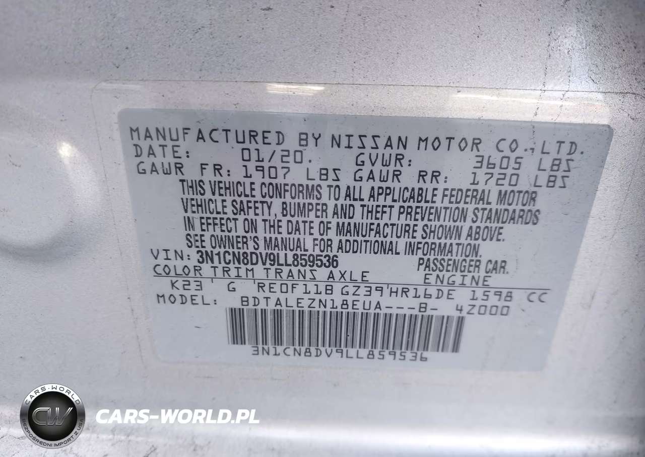 2020 Nissan Versa S Xtronic Cvt VIN:3N1CN8DV9LL859536 - 9