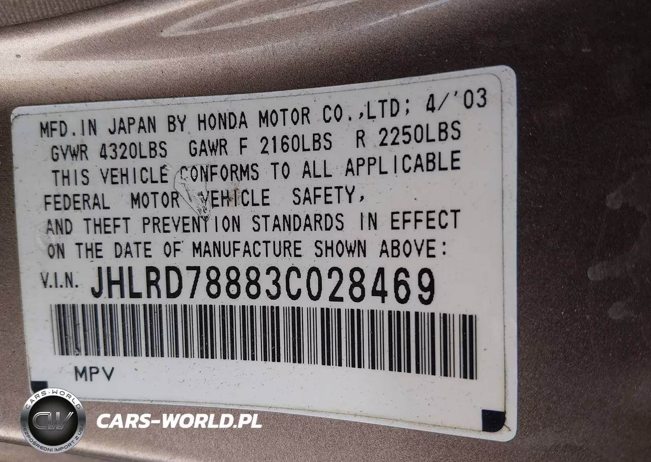 2003 Honda Cr-V Ex VIN:JHLRD78883C028469 - 9