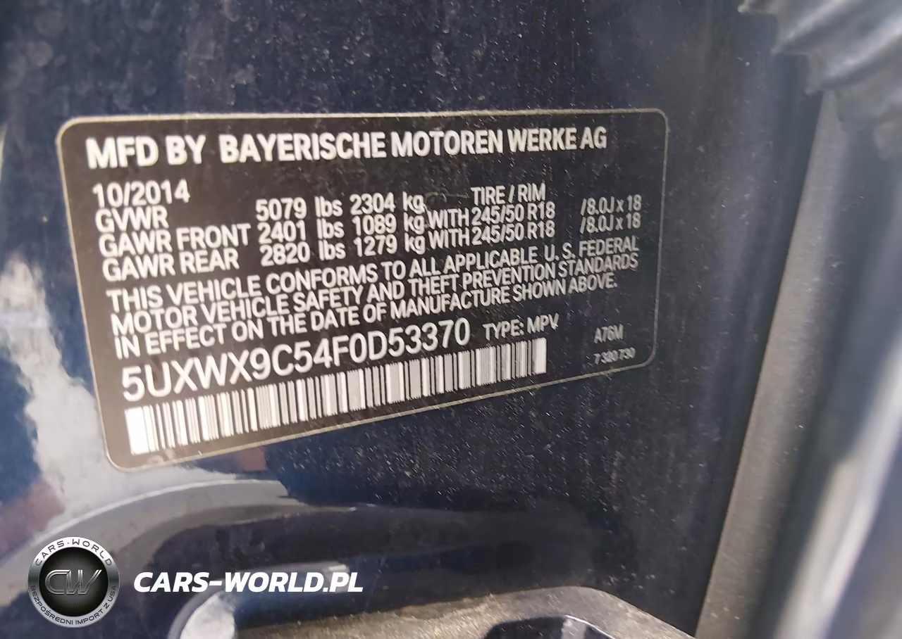 2015 BMW X3 xDrive28I VIN:5UXWX9C54F0D53370 - 17