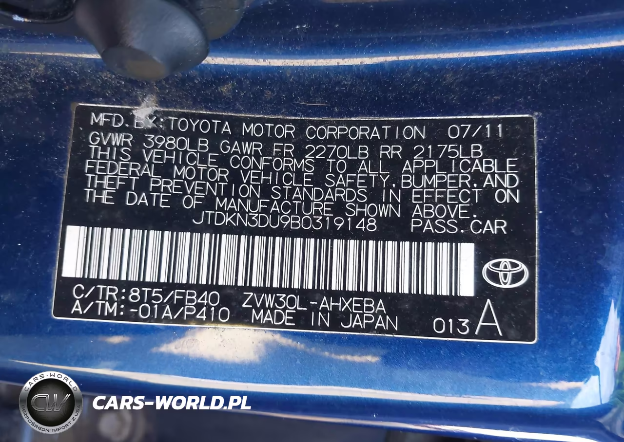 2011 Toyota Prius Two VIN:JTDKN3DU9B0319148 - 9