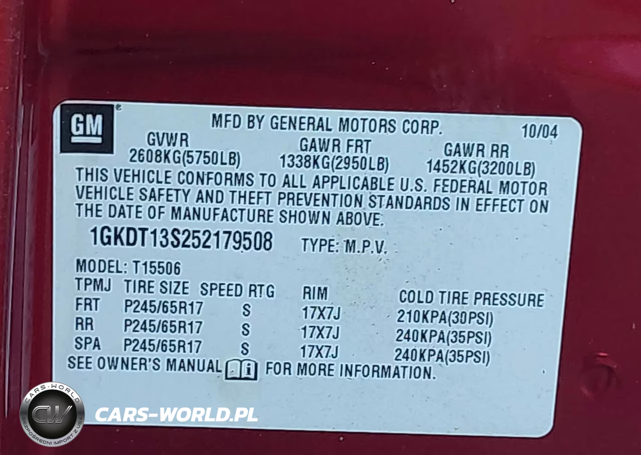 2005 GMC Envoy Slt VIN:1GKDT13S252179508 - 9
