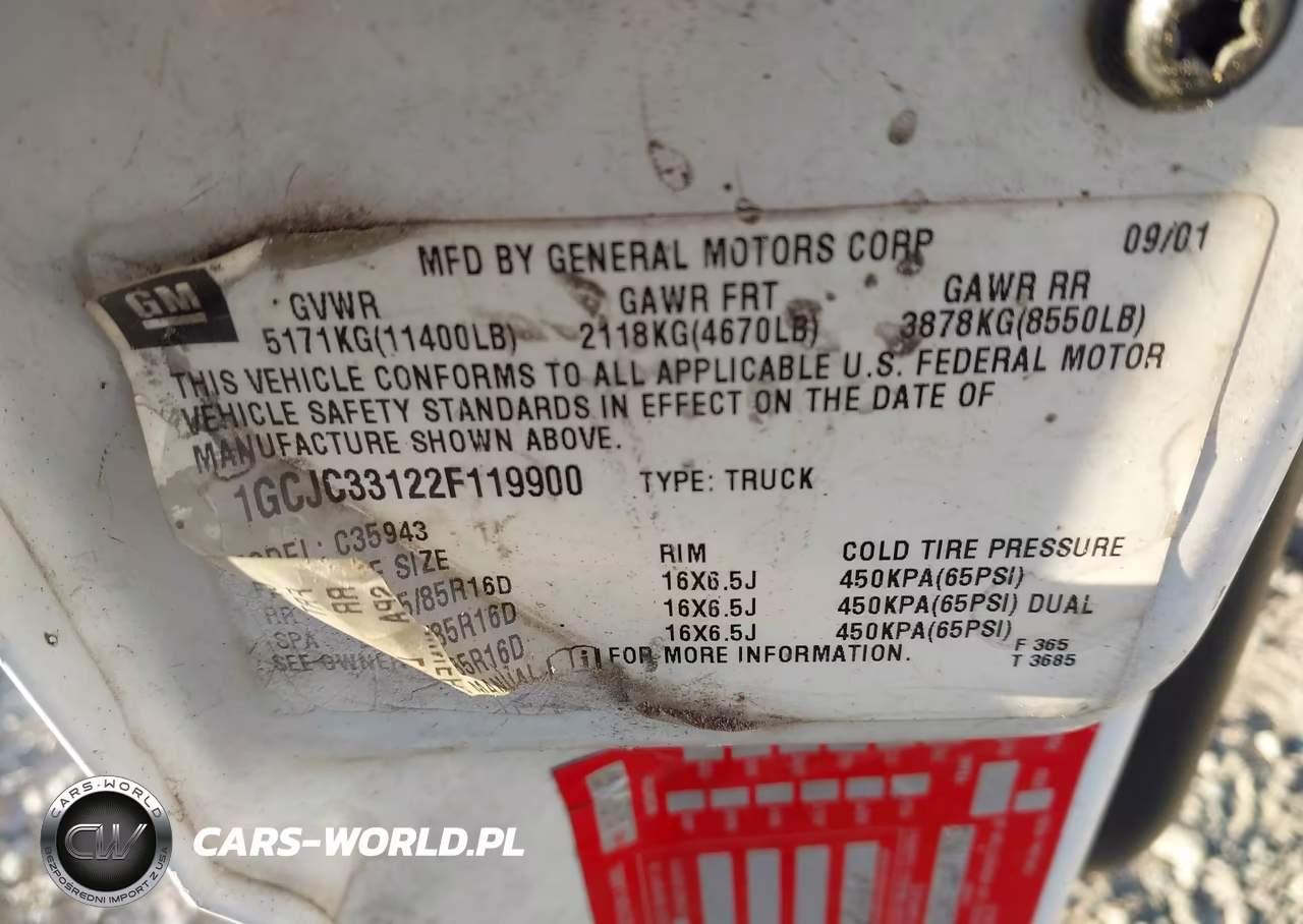 2002 Chevrolet Silverado 3500 VIN:1GCJC33122F119900 - 8