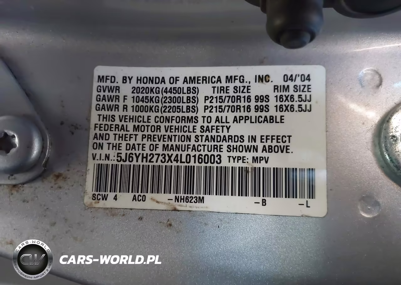 2004 Honda Element Lx VIN:5J6YH273X4L016003 - 9