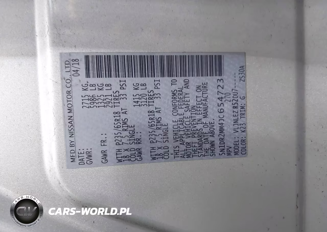 2018 Nissan Pathfinder Sv VIN:5N1DR2MM4JC654723 - 9