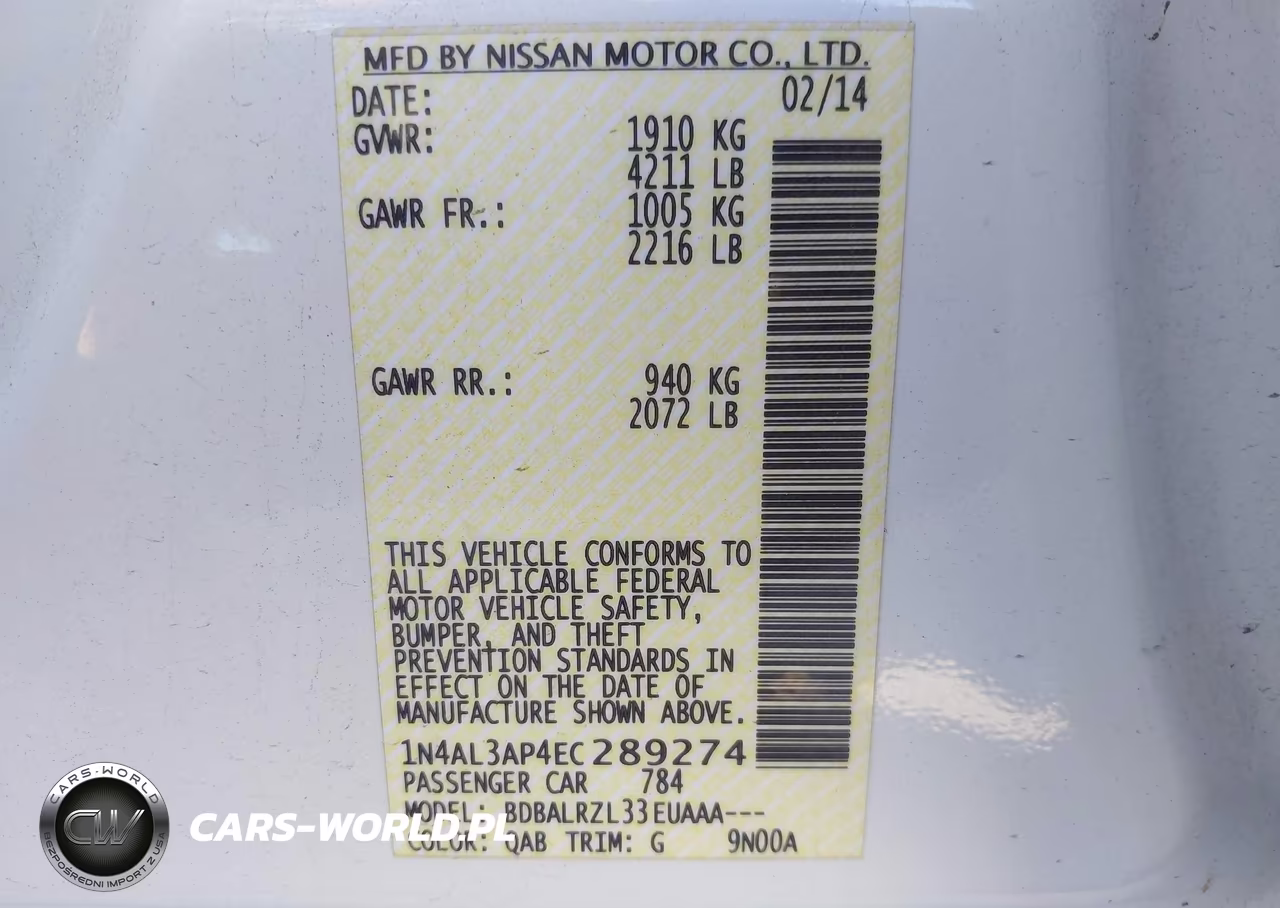 2014 Nissan Altima 2.5-2.5 S-2.5 Sl-2.5 Sv VIN:1N4AL3AP4EC289274 - 9