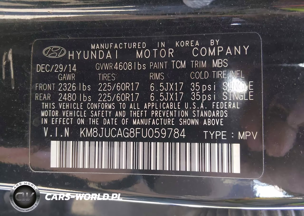 2015 Hyundai Tucson Se VIN:KM8JUCAG8FU059784 - 9