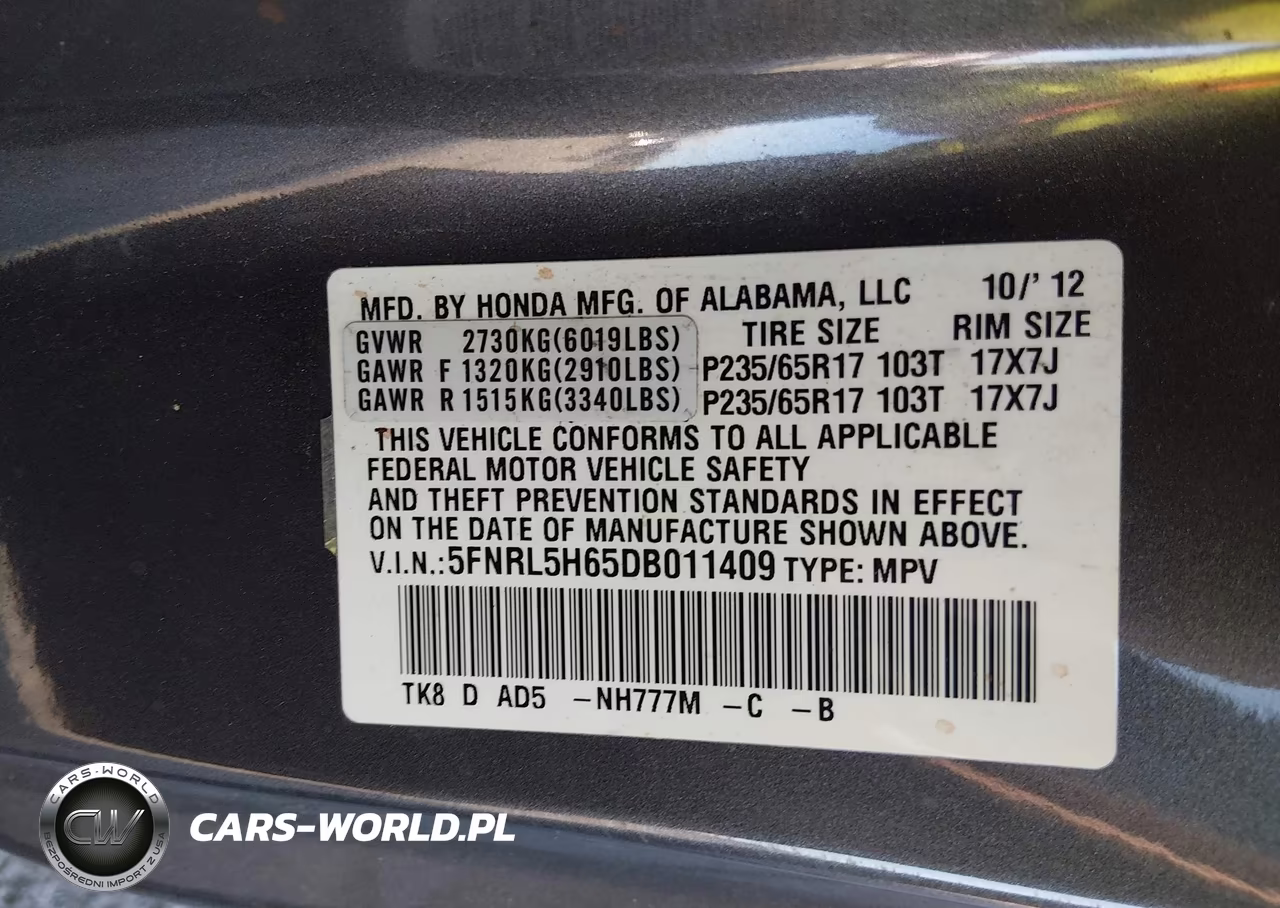 2013 Honda Odyssey Ex-L VIN:5FNRL5H65DB011409 - 9