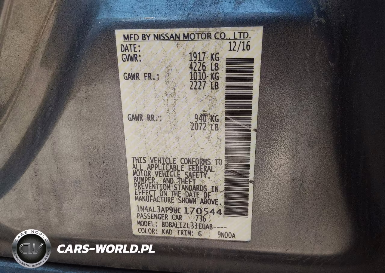 2017 Nissan Altima 2.5 Sv VIN:1N4AL3AP9HC170544 - 9