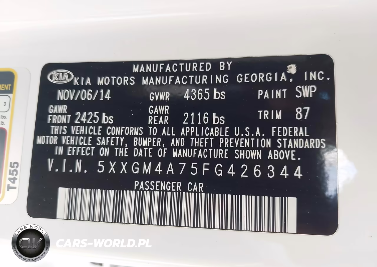 2015 Kia Optima Lx VIN:5XXGM4A75FG426344 - 9