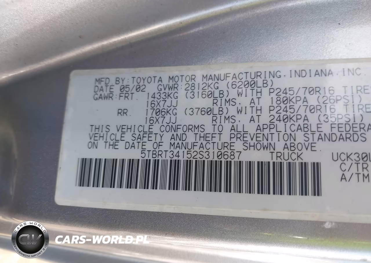 2002 Toyota Tundra Sr5 V8 VIN:5TBRT34152S310687 - 9