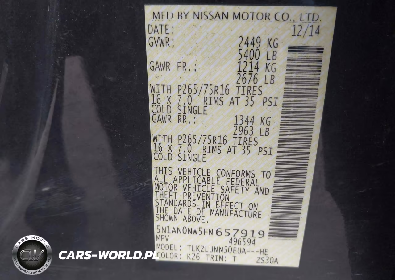 2015 Nissan Xterra Pro-4X VIN:5N1AN0NW5FN657919 - 9