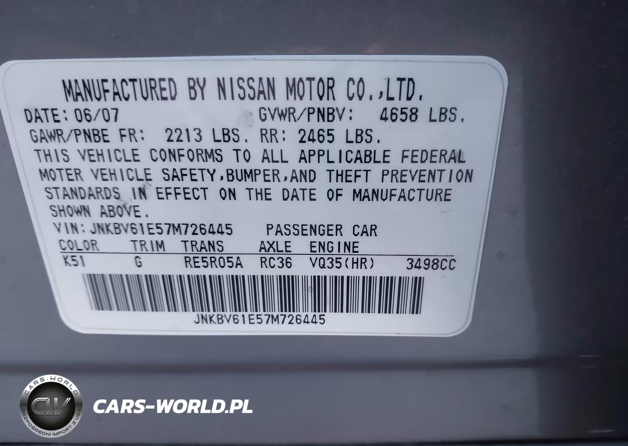 2007 Infiniti G35 Journey VIN:JNKBV61E57M726445 - 9