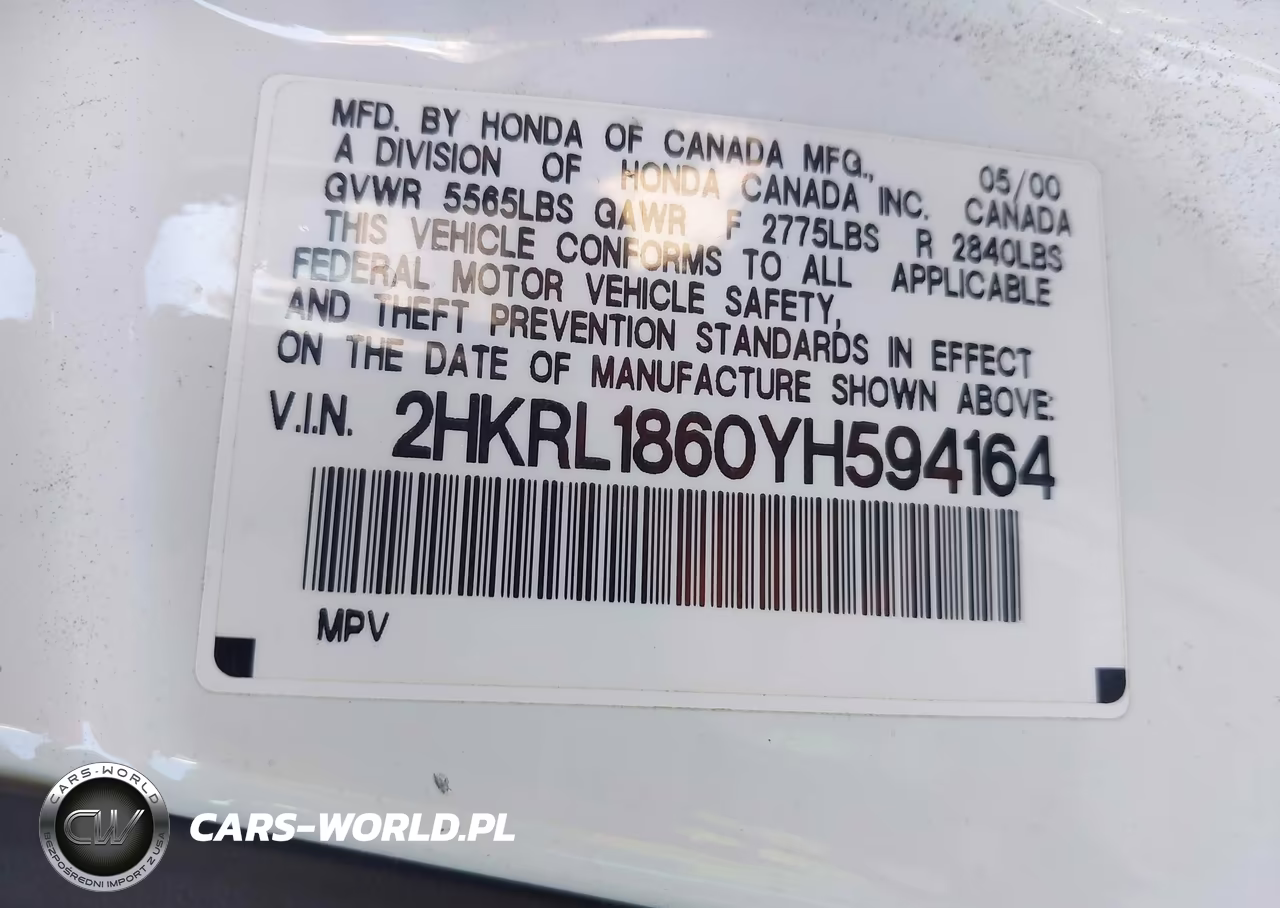 2000 Honda Odyssey Ex VIN:2HKRL1860YH594164 - 9