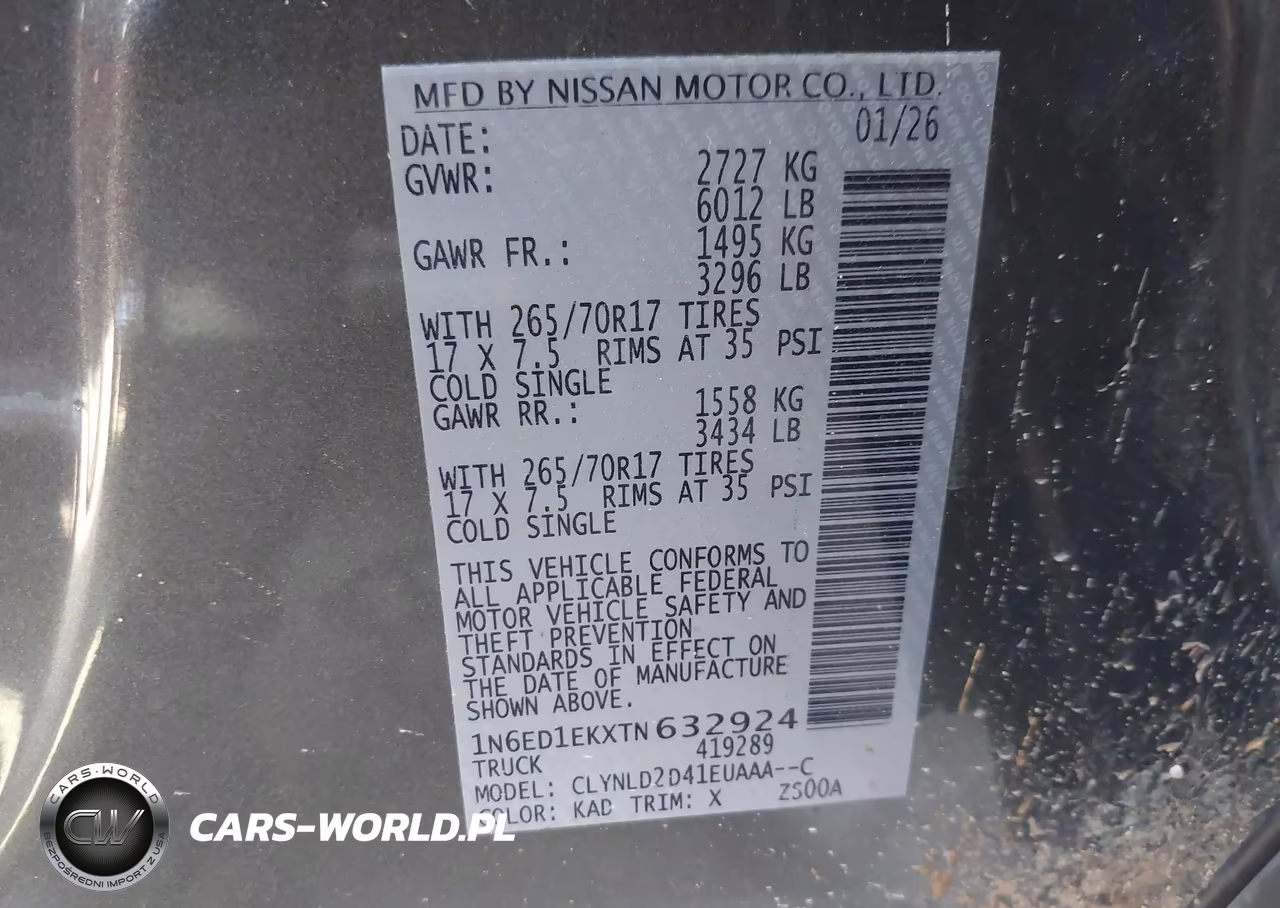 2026 Nissan Frontier Pro-4X 4X4 VIN:1N6ED1EKXTN632924 - 9