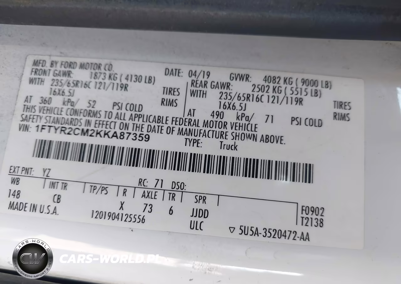 2019 Ford Transit-250 VIN:1FTYR2CM2KKA87359 - 9