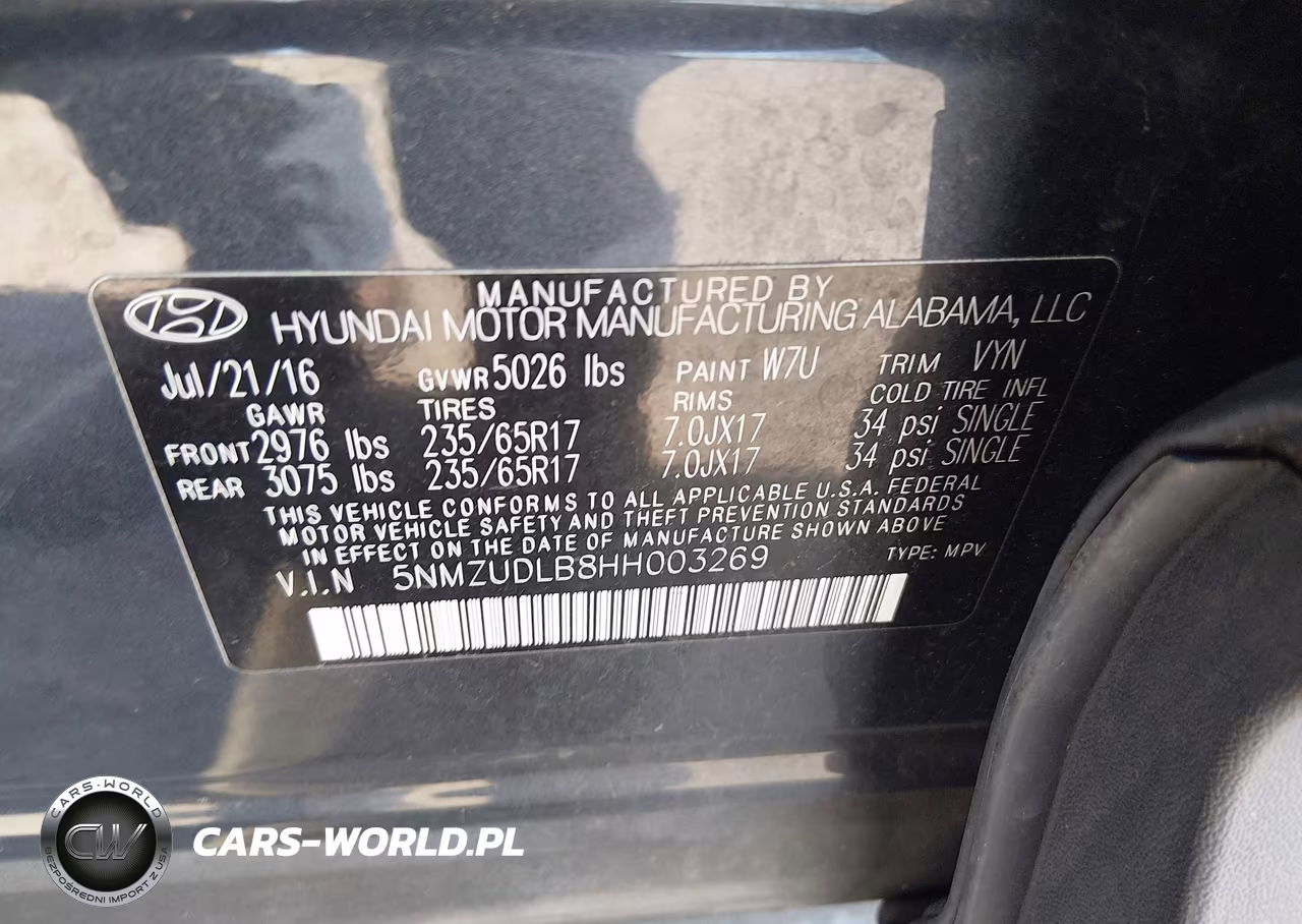 2017 Hyundai Santa Fe Sport 2.4L VIN:5NMZUDLB8HH003269 - 9