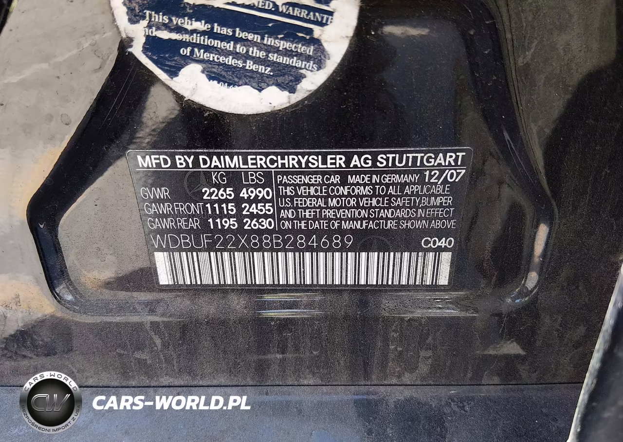 2008 Mercedes-Benz E 320 Bluetec VIN:WDBUF22X88B284689 - 9