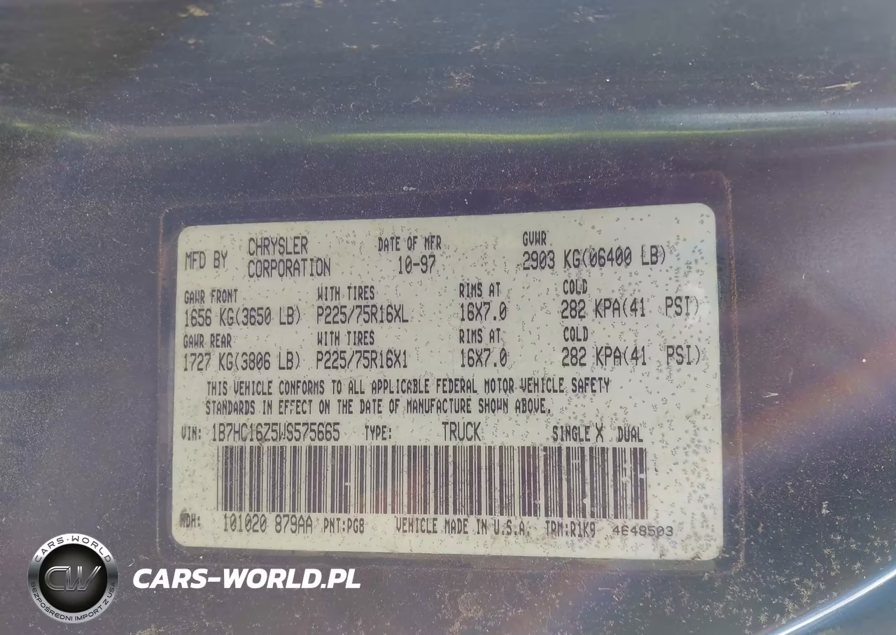 1998 Dodge Ram 1500 St VIN:1B7HC16Z5WS575665 - 9