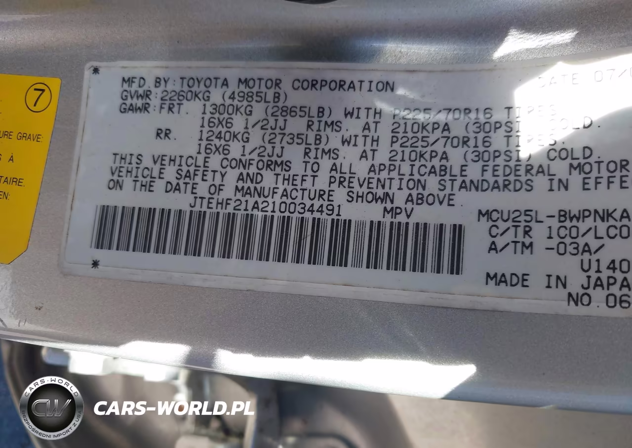 2001 Toyota Highlander V6 VIN:JTEHF21A210034491 - 9