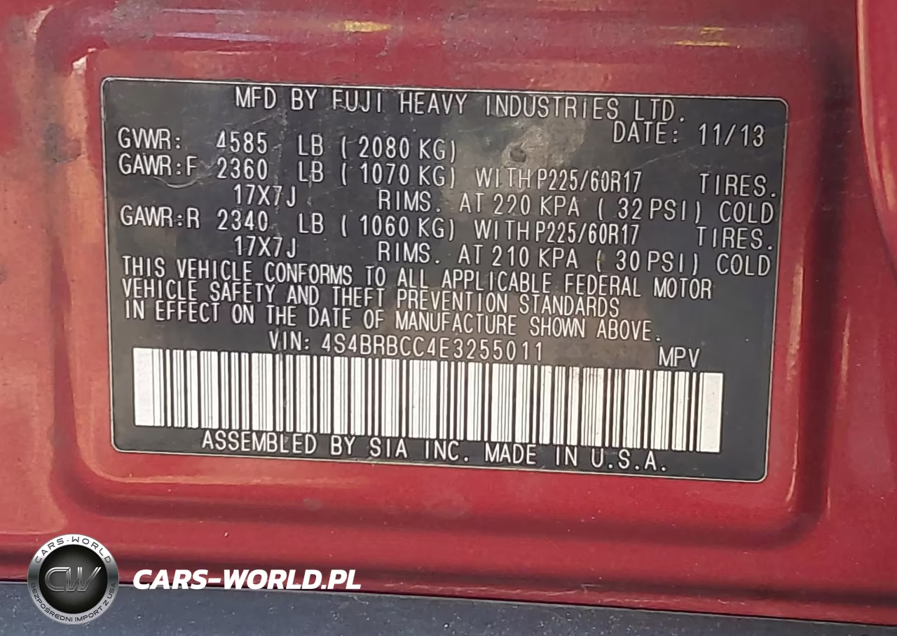 2014 Subaru Outback 2.5I Premium VIN:4S4BRBCC4E3255011 - 9