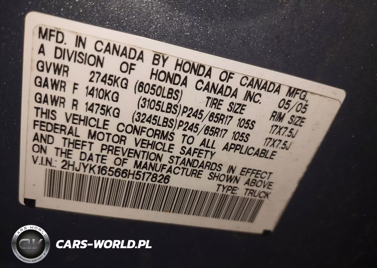 2006 Honda Ridgeline Rtl VIN:2HJYK16566H517826 - 9