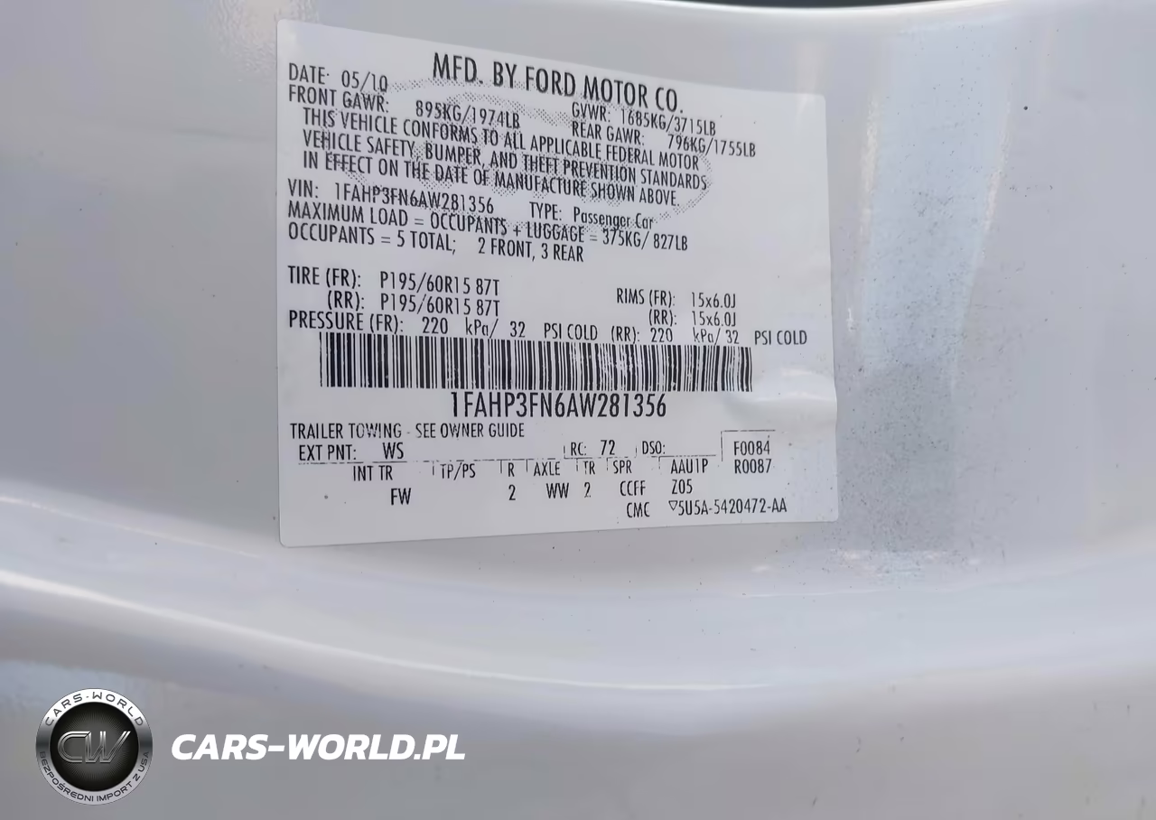 2010 Ford Focus Se VIN:1FAHP3FN6AW281356 - 9