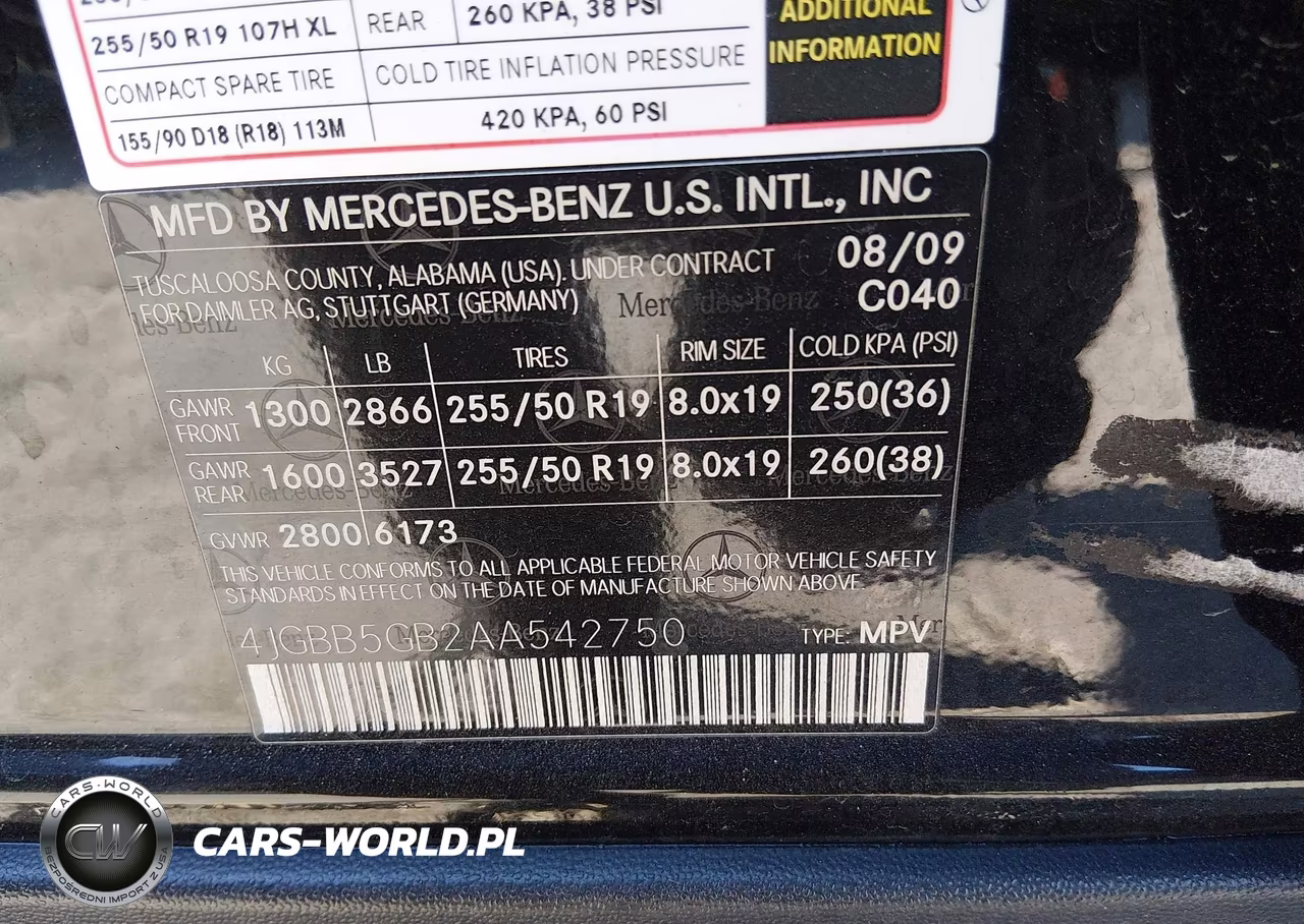 2010 Mercedes-Benz Ml 350 VIN:4JGBB5GB2AA542750 - 9
