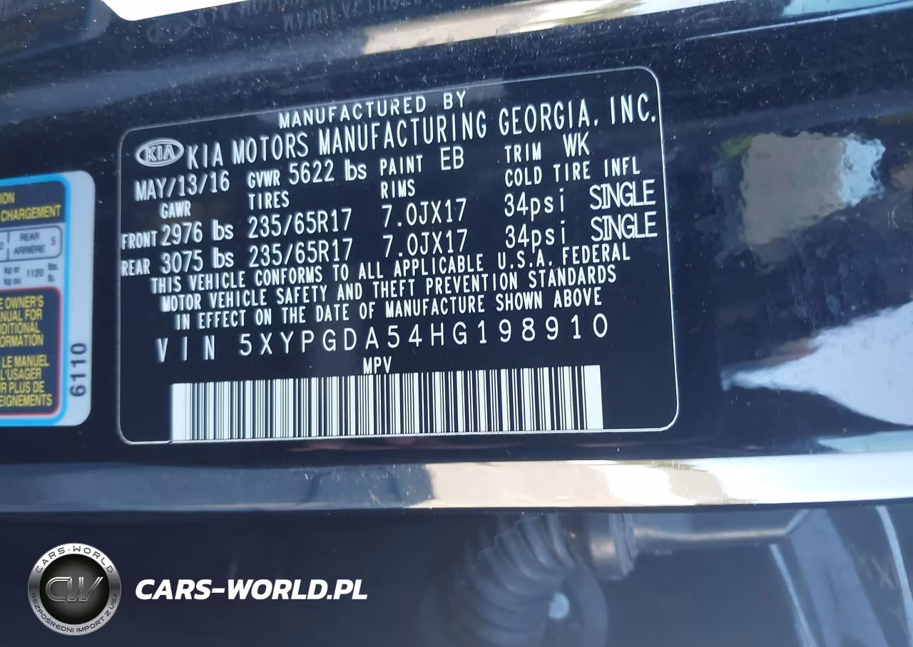 2017 Kia Sorento 3.3L Lx VIN:5XYPGDA54HG198910 - 9