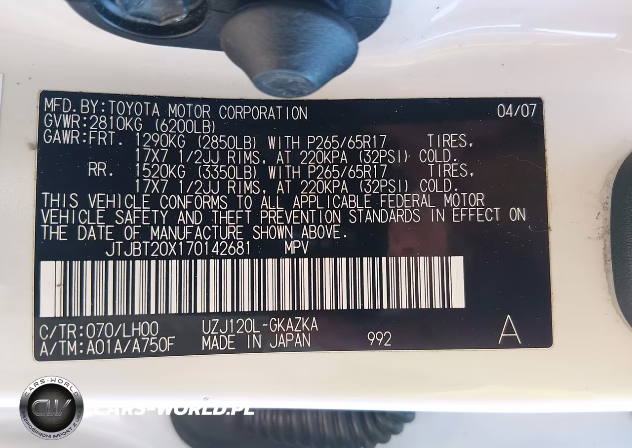 2007 Lexus Gx 470 VIN:JTJBT20X170142681 - 9