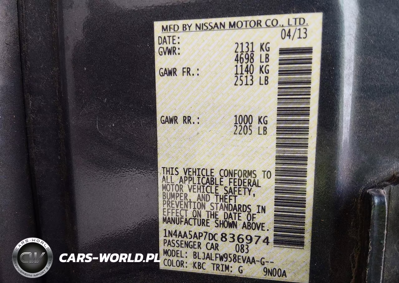 2013 Nissan Maxima 3.5 Sv VIN:1N4AA5AP7DC836974 - 9