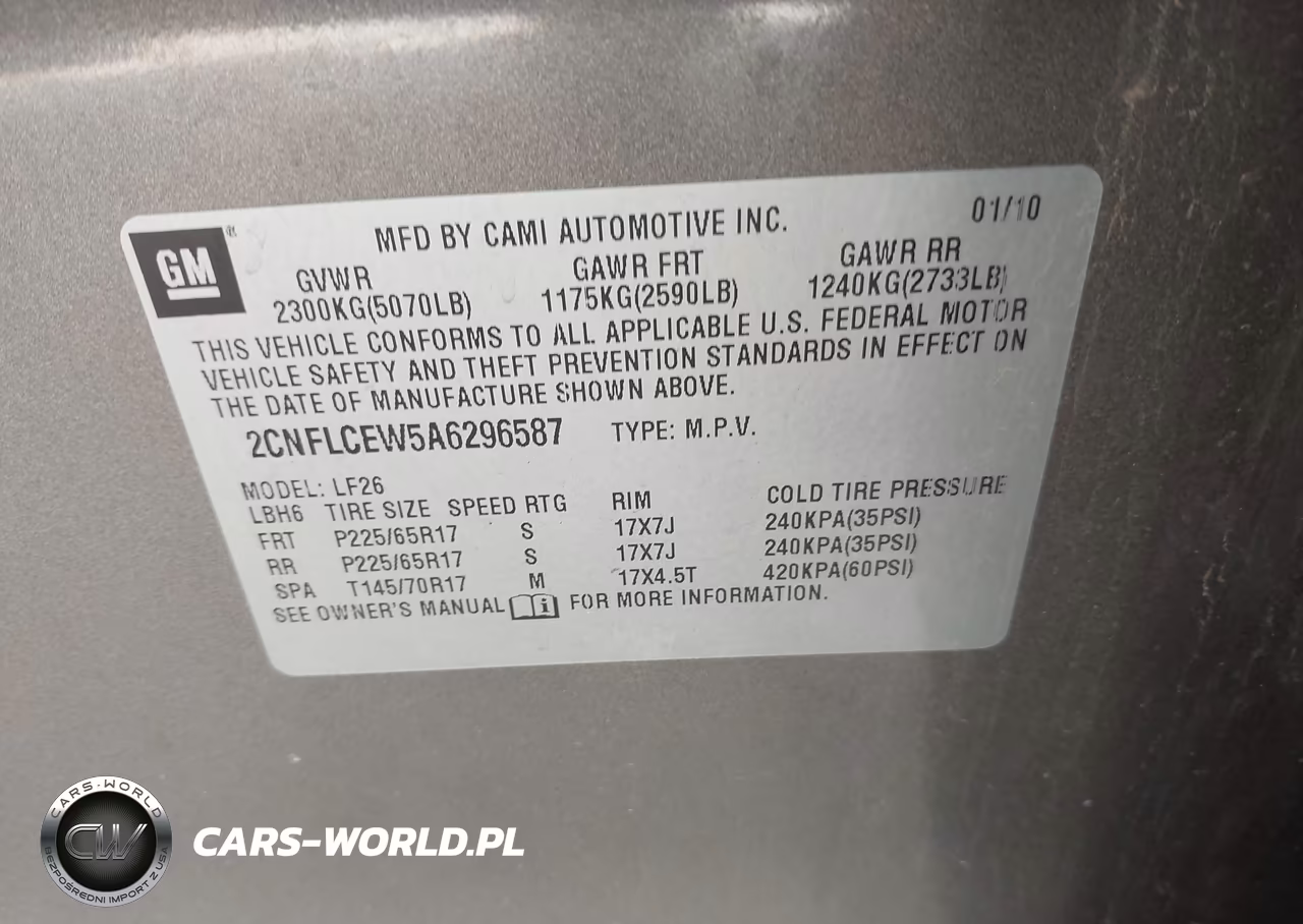 2010 Chevrolet Equinox Ls VIN:2CNFLCEW5A6296587 - 9