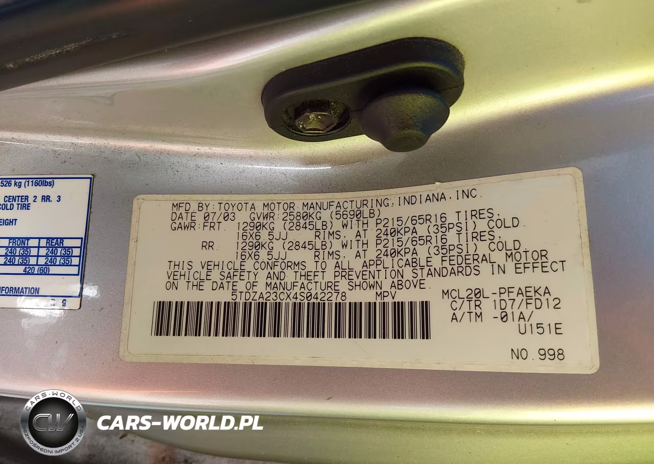 2004 Toyota Sienna Ce VIN:5TDZA23CX4S042278 - 9