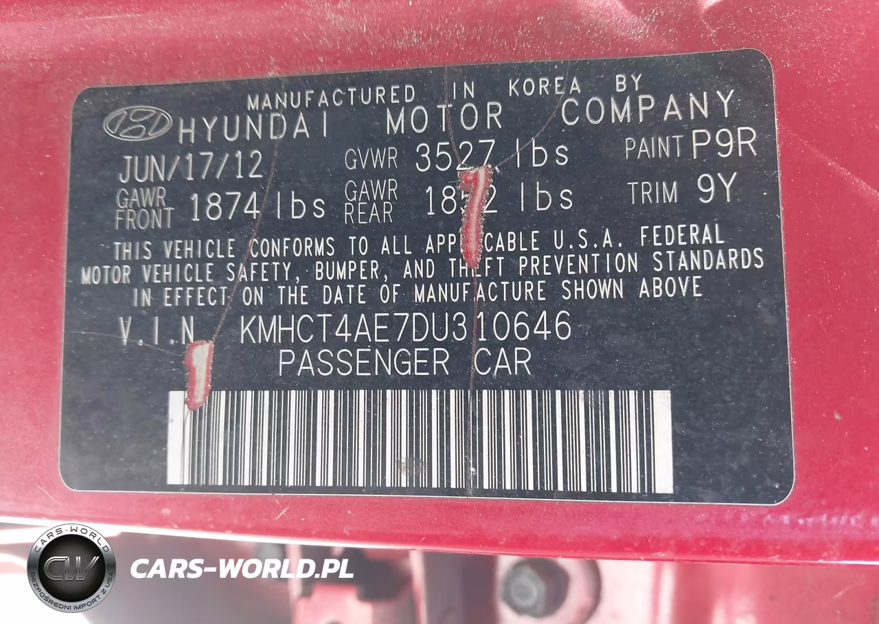 2013 Hyundai Accent Gls VIN:KMHCT4AE7DU310646 - 9