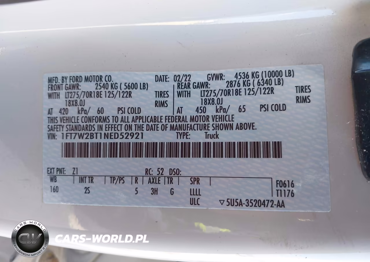 2022 Ford F-250 Xlt VIN:1FT7W2BT1NED52921 - 9