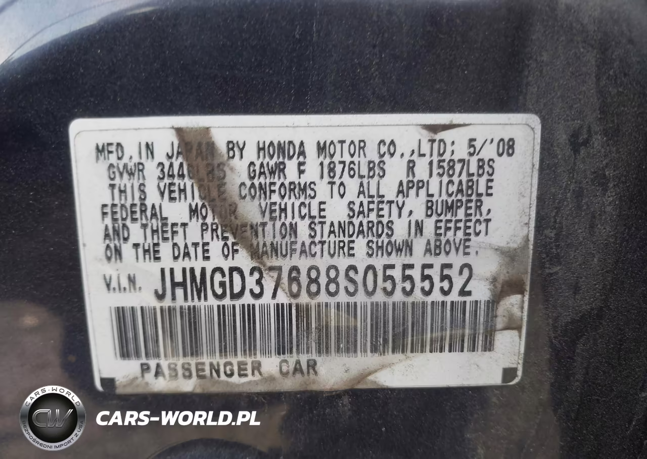 2008 Honda Fit Sport VIN:JHMGD37688S055552 - 9